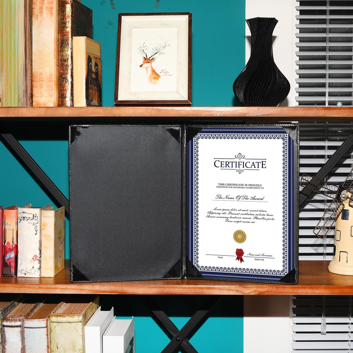 Tenare Leather Certificate Holder 8.5 x 11 Inch PU Phd Bachelor Master Diploma Cover Professional Award Folder for Official End of Year Graduation Competition Contest Charity(Black,10 Pcs)