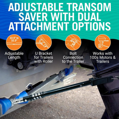 Adjustable Transom Saver for Outboard Motors, Superior Motor Support for Trailering, Rubber Boat Motor Mount, Durable Transom Saver Parts for Boat Trailering
