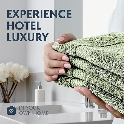White Classic Luxury Light Green Hand Towels