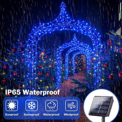 Extra-Long Solar String Lights Outdoor, 4-Pack 400 LED Solar Christmas Fairy Lights for Outside Waterproof, Copper Wire 8 Modes Solar Twinkle Fairy Light for Xmas Tree Garden Party Wedding Decor(Blue)
