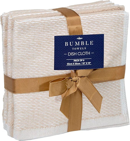 Bumble Premium Dish Cloths 13"x13" | 100% Natural Ring Spun Cotton | 400 GSM |