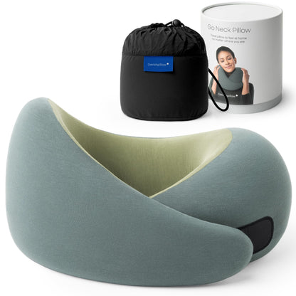 Ostrichpillow Go Neck Pillow, Travel Pillows for Airplanes, Premium Memory Foam Travel Pillow, 360º Ergonomic Design, Asymmetrical Sides, Travel Bag Included, Washable Modal Cover