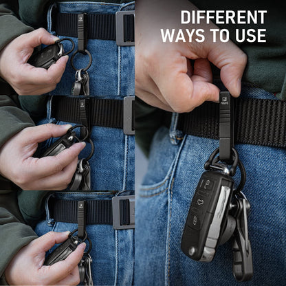 FEGVE Duty Belt Key Holders Titanium Carabiner Keychain Belt Clip with Keyring for Keys,Gifts for Men Dad (Black - BK1)