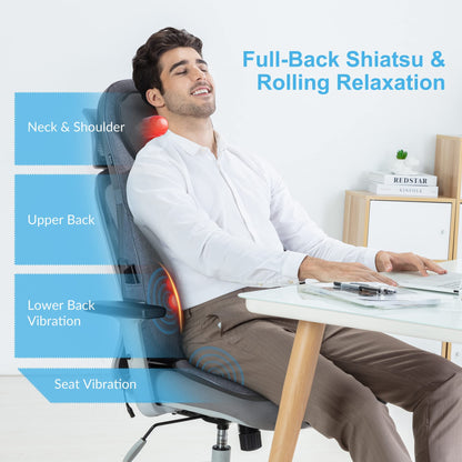 COMFIER Shiatsu Neck Back Massager with Heat, Adjustable Massage Chair Pad Back Support Massage Seat Cushion for Full Body Massager Gifts for Dad
