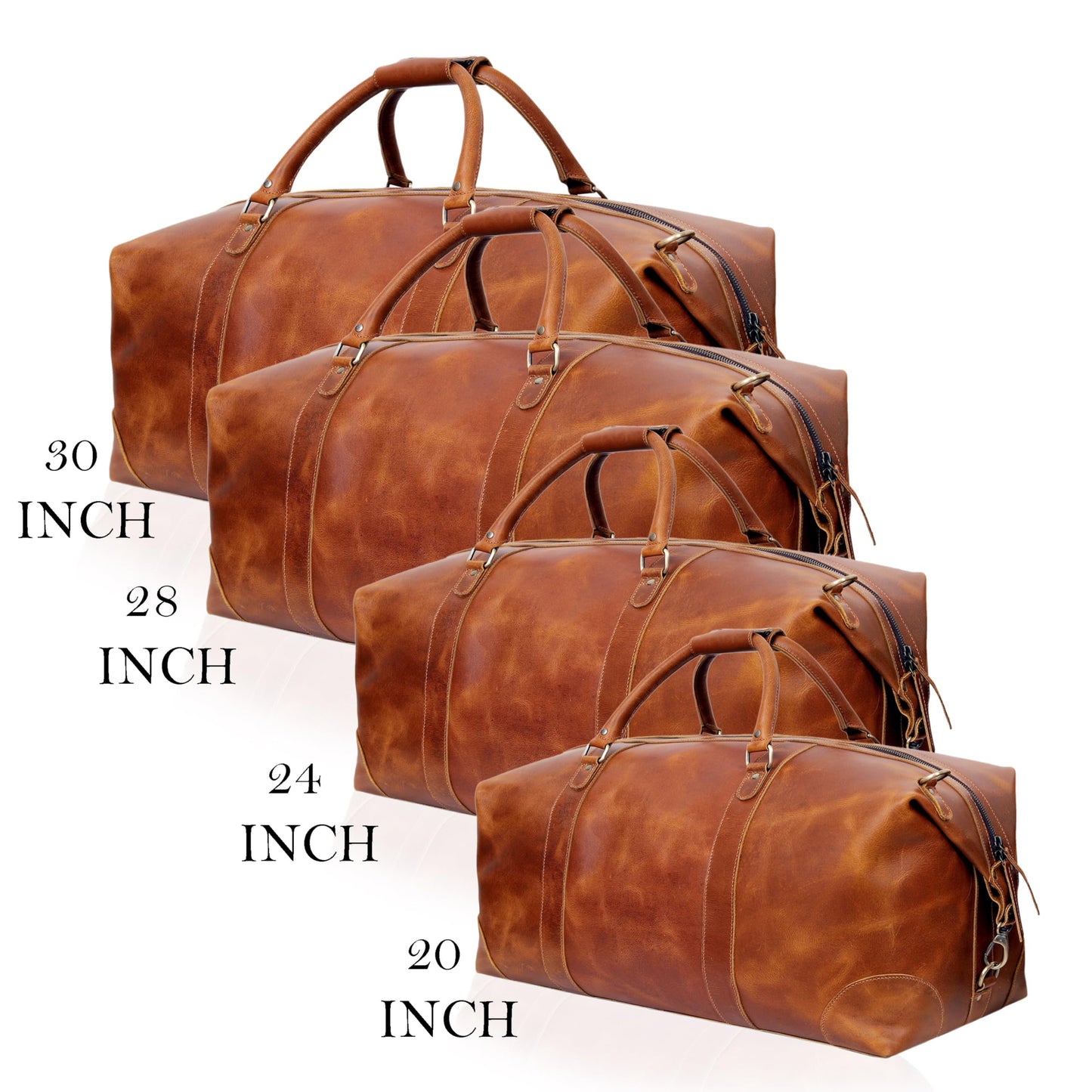 Cuero Full Grain Leather Duffle Bag for Men, Buffalo Overnight Weekend Travel Bag, Carry On with Organized Pockets, YKK Zippers, Adjustable Strap (Tan)