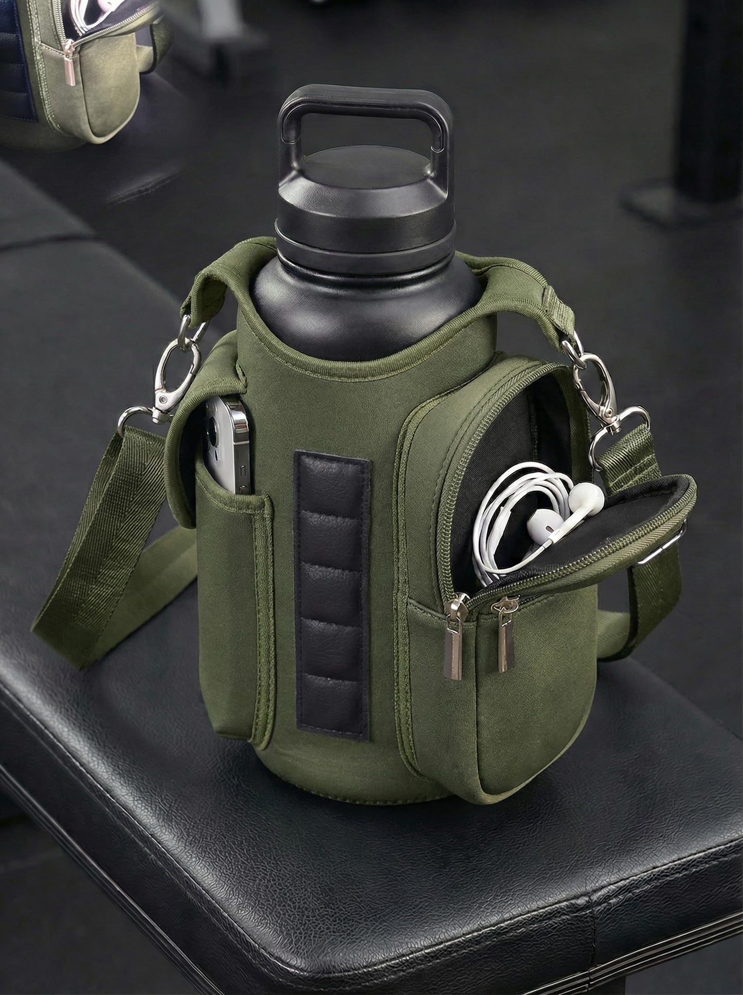 AUPET Magnetic Gym Bag for Men Women, Small Gym Bag Organizer, Crossbody Water Bottle Carrier Holder Fits 18-40oz for Workout (Dark Olive Green)