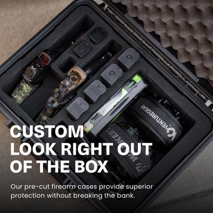 Condition 1 16" 2 Pistol Case, Model 179, Heavy Duty Waterproof Hard Gun Case with 8 Slot Mag with Pre-Cut Foam, 16" x 13" x 6.86"
