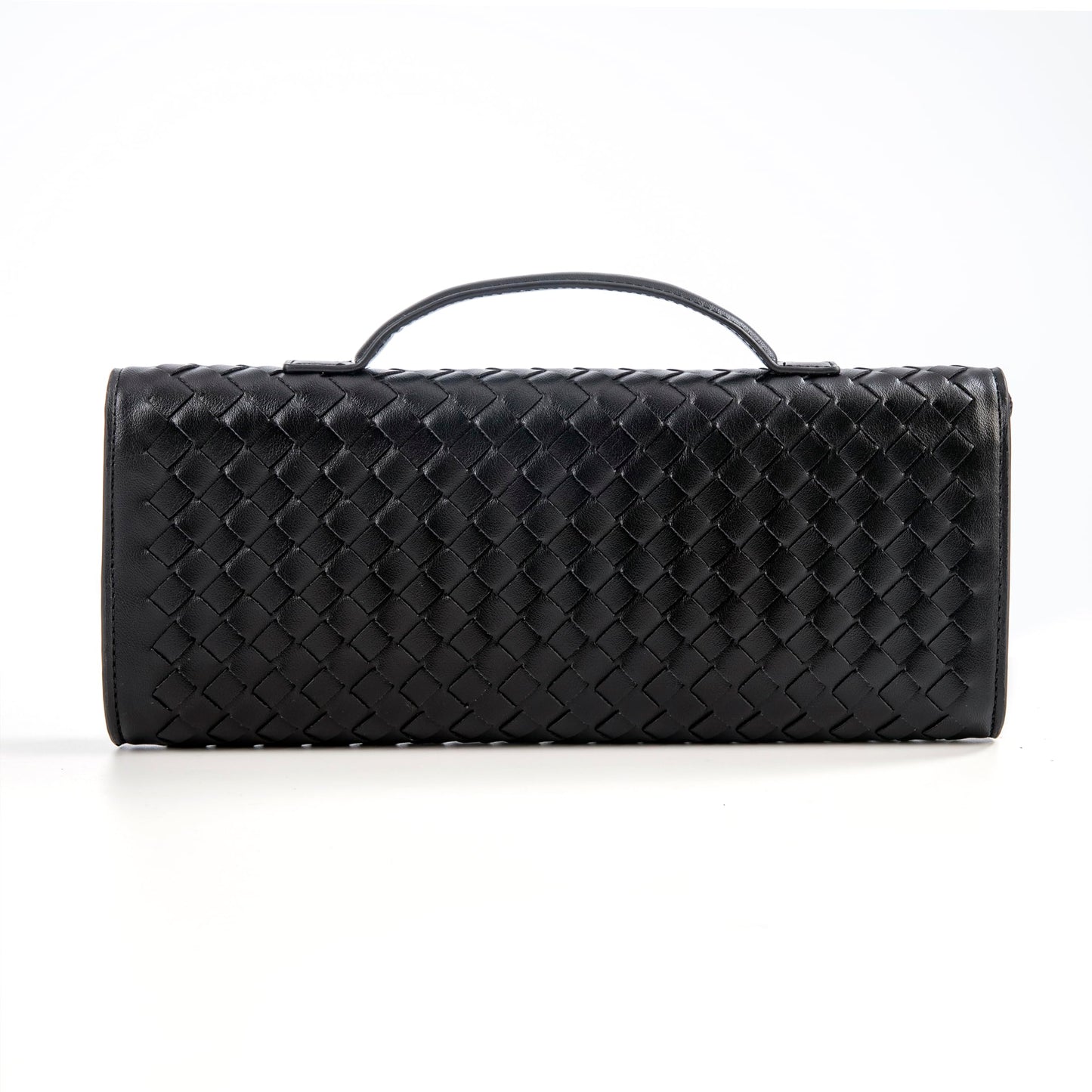 HDDNB Woven Clutch Purses for Women Leather Evening Bag Adjustable Crossbody Shoulder Handbag, Black
