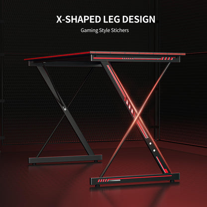 CubiCubi Gaming Desk 32 Inch PC Computer Desk, Home Office Desk Table Gamer Workstation, Simple Game Table, Black