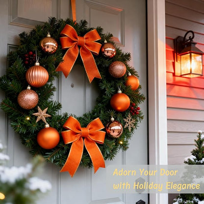 Christmas Tree Decorations Ornament Set for Fall Halloween, 50ct Orange Shatterproof Christmas Ball Ornaments Hanging Xmas Holiday Party Decor(1.57"-2.36")