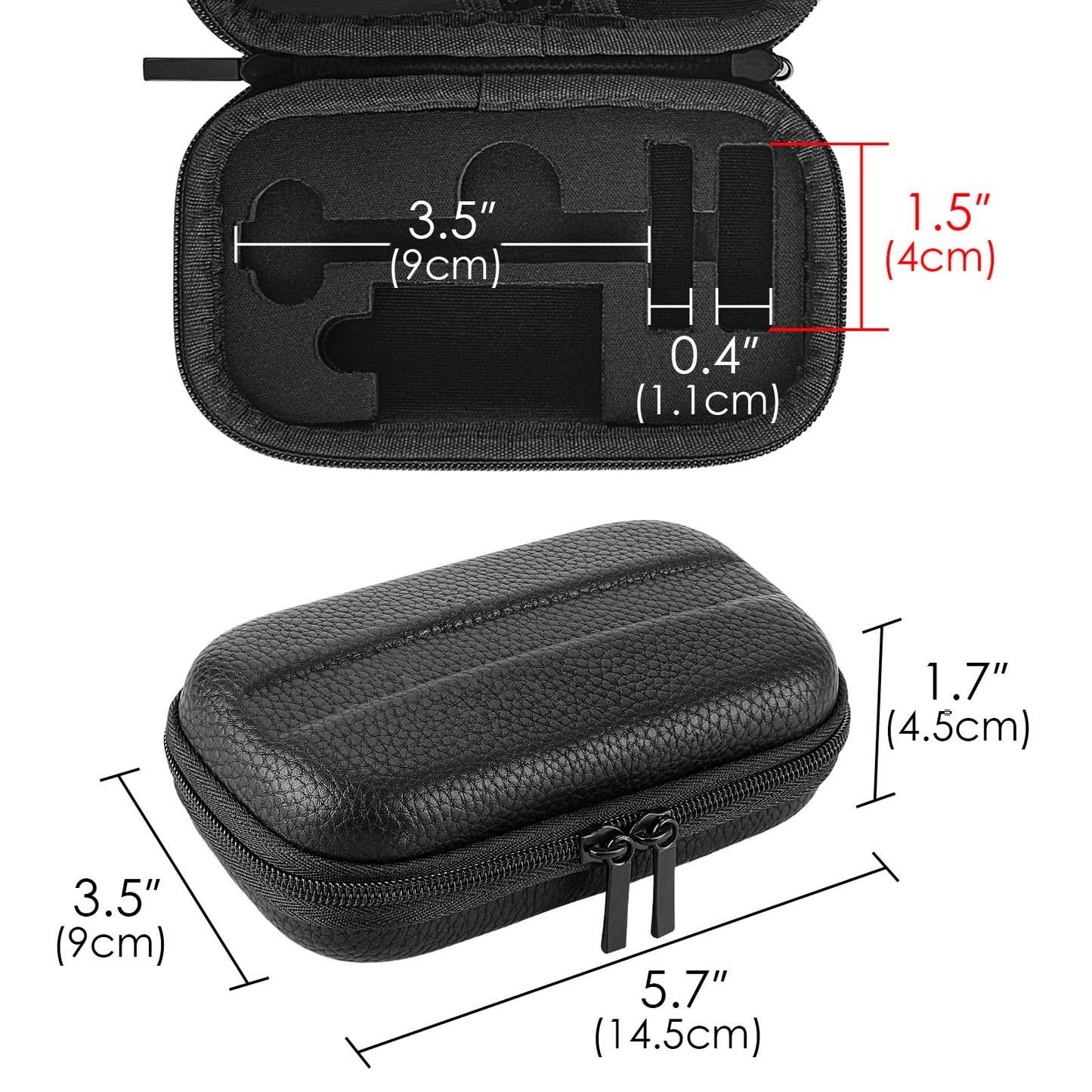 Linkidea Hard Travel Case Compatible with Vikings, Merkur, Shaving Revolution Double Edge Safety Razor, Storage Box Organizer for Safety Razor & Shaving Attachments (Lychee Vegan Leather), Black,