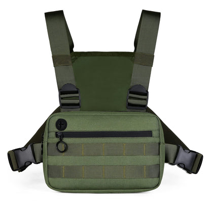 Muserise Outdoor Sports Chest Pack,Tactical EDC Chest Bag For Men, Lightweight Chest Pouch Holster, Chest Rig Vest With Phone Holder For Workouts, Cycling (Olive green)
