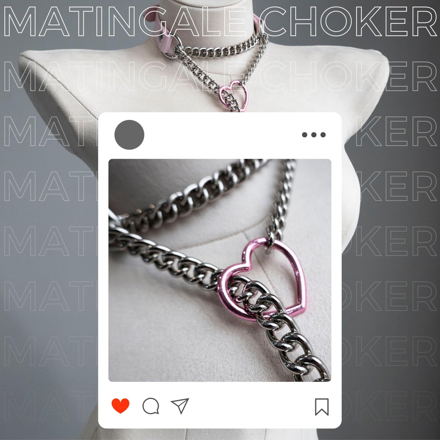 ADEMISHIA Handmade Black Heart Choker Collar For Women, Punk Gothic O-ring Slip Chain Necklace with Adjustable Vegan Leather Buckle