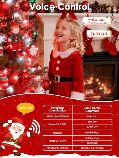 Voice Control Connectable 2PK 164FT 400LED Christmas String Lights Indoor Outdoor with Remote | Smart Twinkle Fairy String Lights 12 Modes & Timer for Xmas Tree Decor (Red & White)