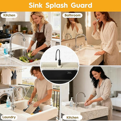 16" Silicone Faucet Mat for Kitchen Sink Released in 2025/12TH, 8° Slope Fast