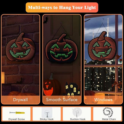 Halloween Pumpkin Night Lights, 12.2" x 16.54" 3D Infinite Mirror Pumpkin Light, LED Lighted Halloween Indoor Decoration for Kids Party Windows Doors Walls, Battery/USB & Plug-in Lights Sign