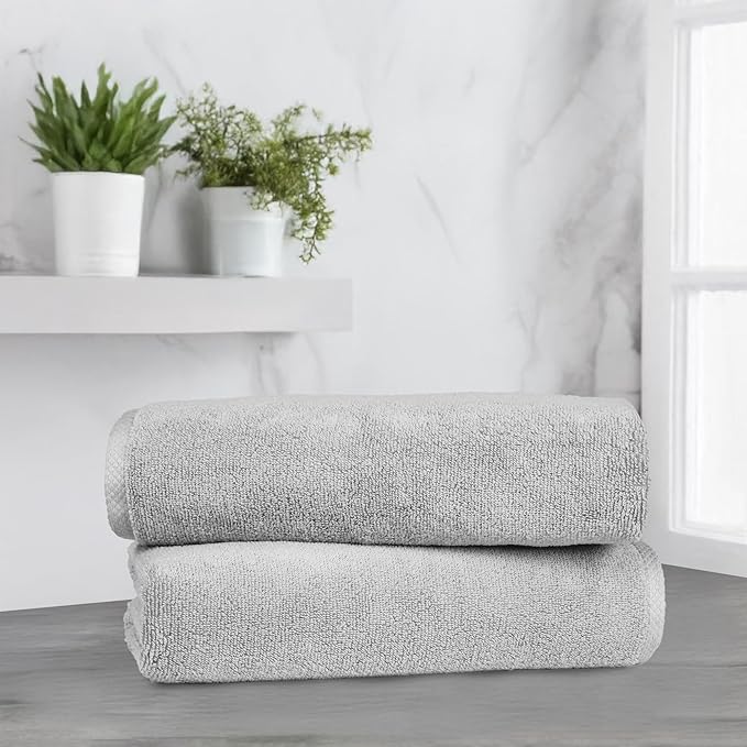 Amazon Basics 2 Piece Quick-Dry Oversize Bath Towel, 100% Cotton