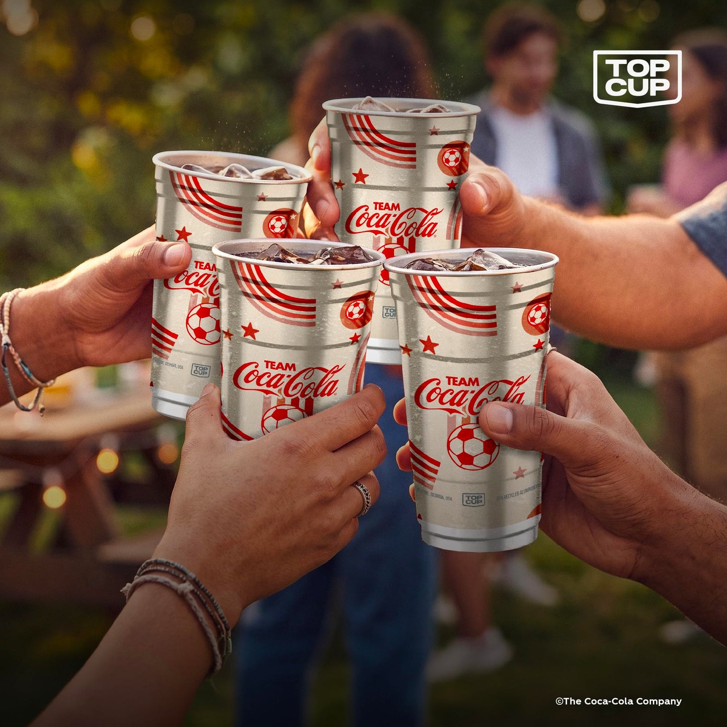 Top Cup – 20 Ounce, 20 Count, Officially Licensed Coca-Cola Soccer Theme Aluminum Party Cup | Cold-Holding, Recyclable, Made in USA