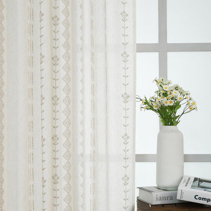 Farmhouse Curtains for Living Room 63 Inch Length,Modern Elegant Subdued Subtle Traditional Pattern Custom Window Livingroom Curtains Drapes 63 Inches Long 2 Panels