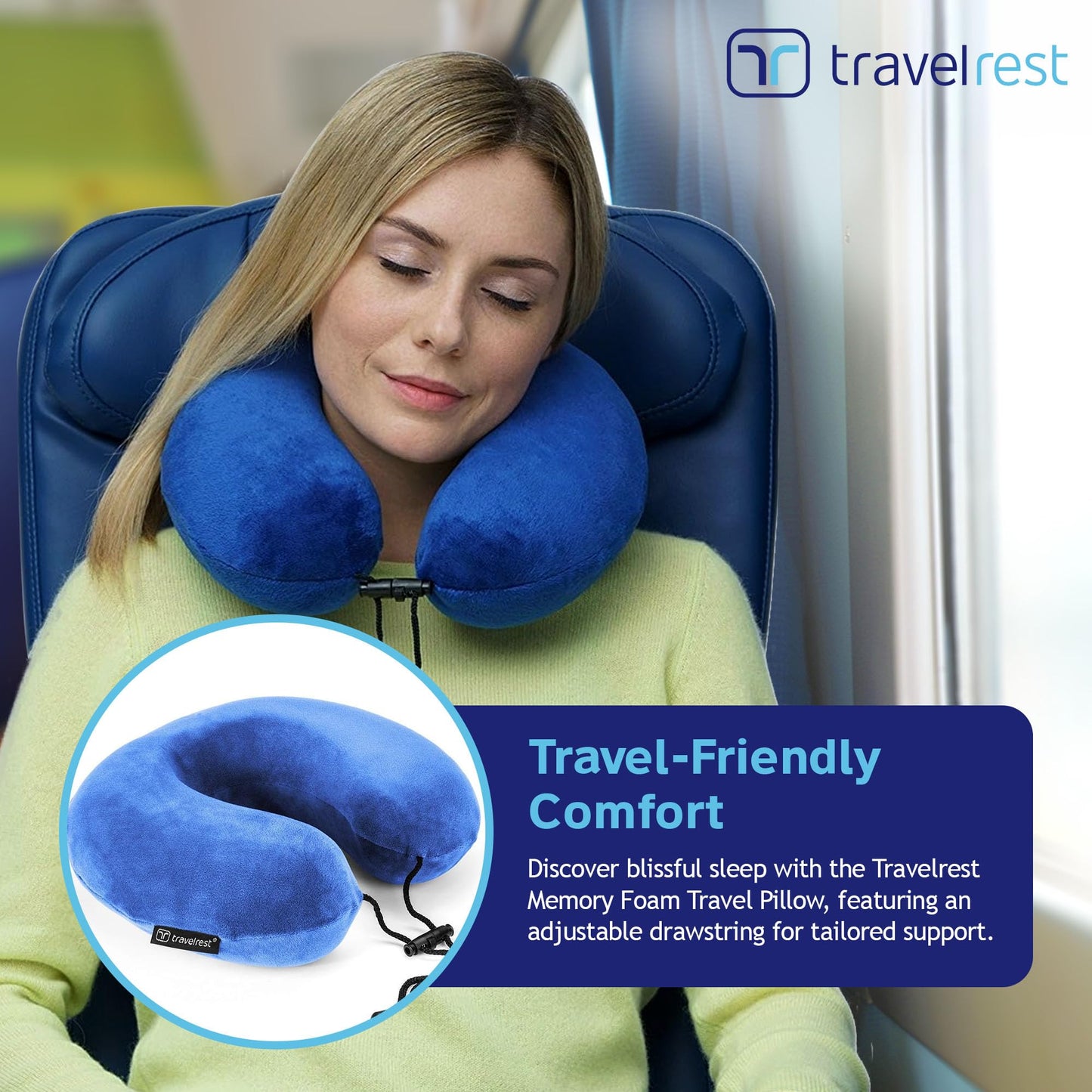 TRAVELREST Nest Neck Pillow Travel Essentials - Memory Foam Pillow and Patented Design, Support for Long Flights, Travel Accessories, Comfortable and Compact, Washable, Attaches to Luggage - Gray