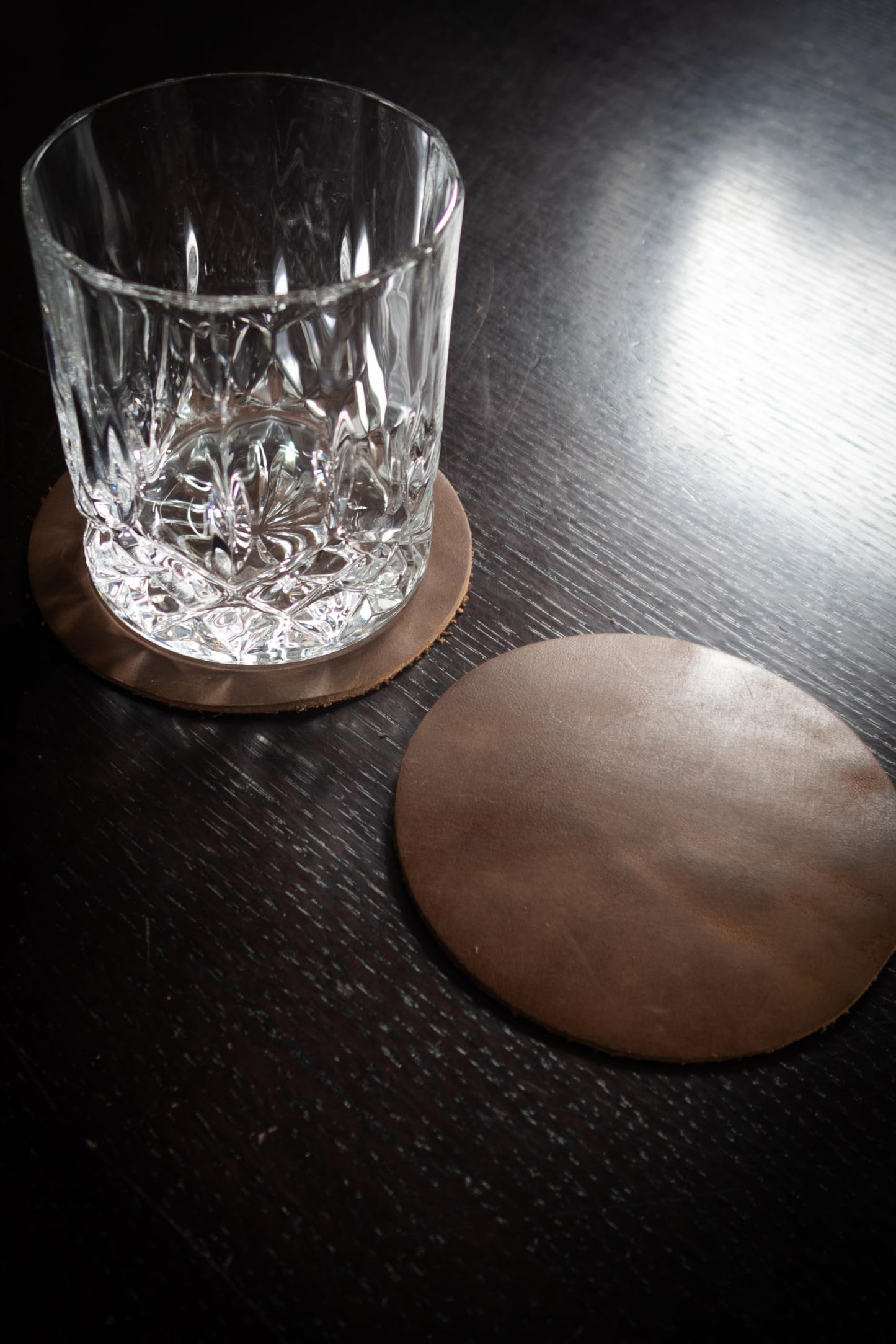 Real Natural Grain Leather Coasters – Durable Non-Slip (Luggage) Distressed Design, Set of 6 for Table Protection in Home, Office, Kitchen, and Bar