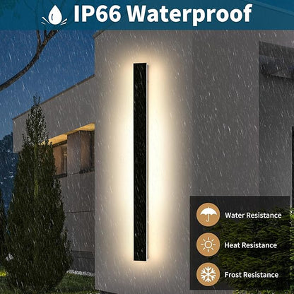 Outdoor Long Wall Light, 59inch LED Wall Mounted Sconces, 3000K-6000K Dimmable, Modern Lighting Fixture IP65 Waterproof Exterior Wall Light for Courtyard, Hallway, Garage with Remote Control