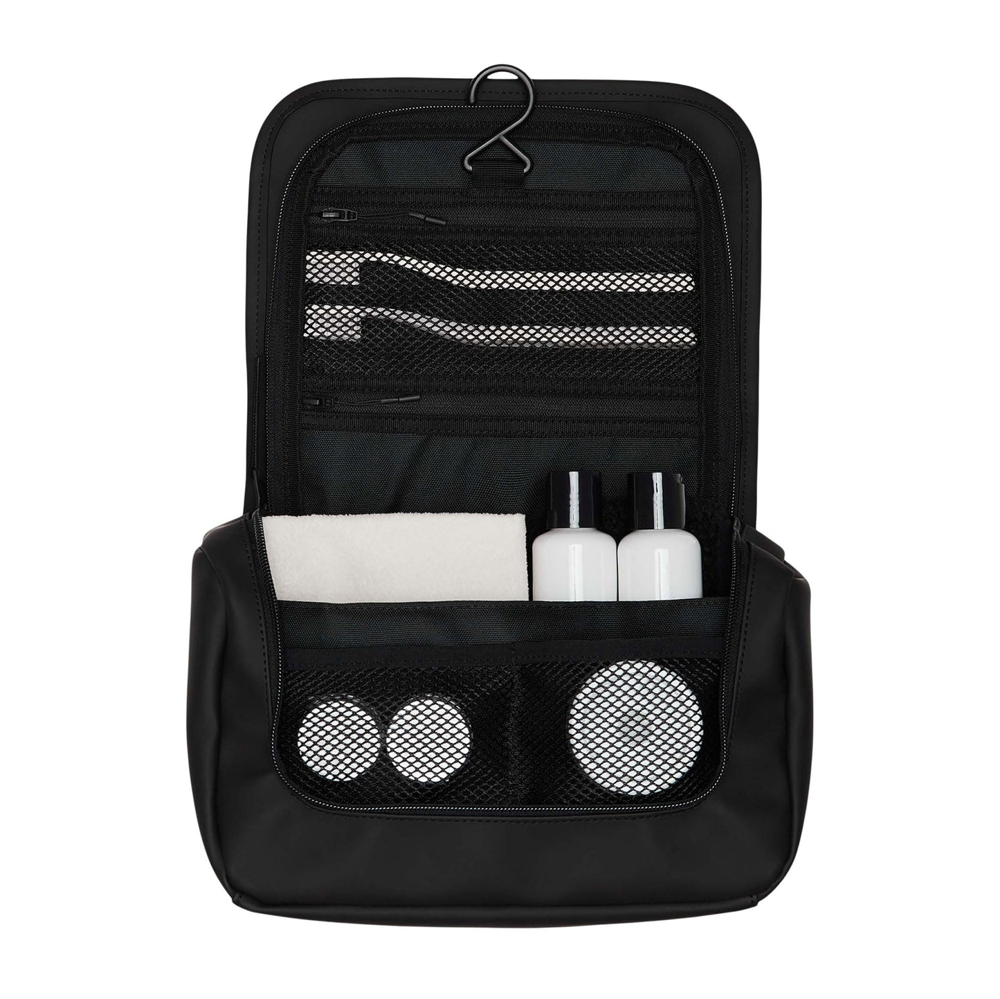 RAINS Texel Wash Bag – Black Waterproof Toiletry Travel Organizer for Men and Women - Wash Bag with Zip Closure and Multiple Compartments – 2 Year Warranty