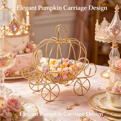 YANGYIXIN 4-Pack Metal Candy Server Gold Pumpkin Carriage Centerpiece Box for Princess Birthday, Princess Party & Themed Party Decorations