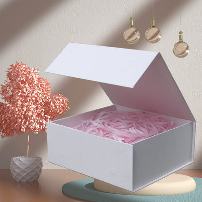 Rsgift White Gift Box with Lid, 7.8x7x3.1 Inches(Inside size:7.4x6.8x3 inches), Magnetic Closure Small box for Men - Wedding, Birthday, Graduation Packaging