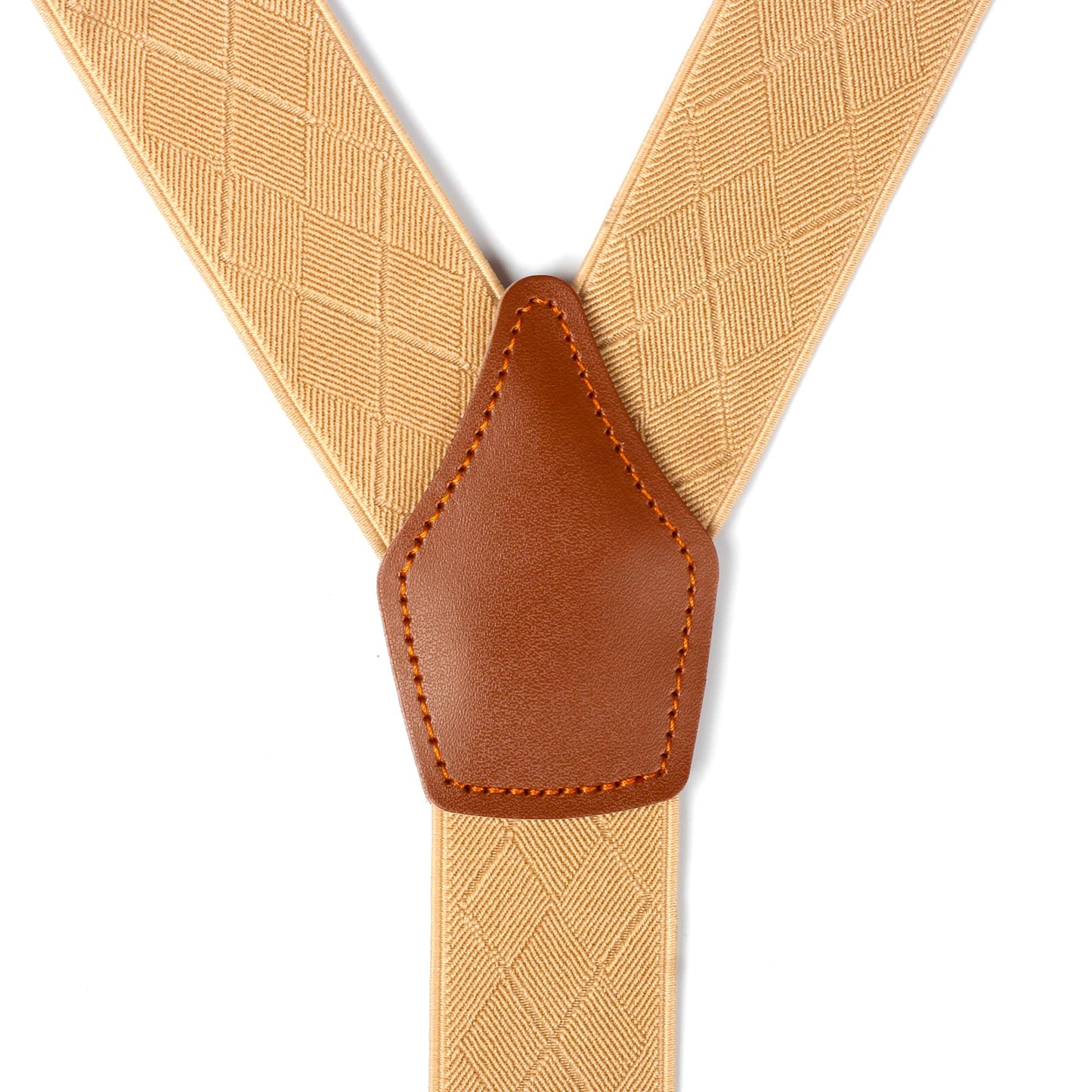 Prophet Clue PC Suspenders for Men Elastic Y Back 1.4 Inches Adjustable 4 to 3 Hooks for Wedding Dress Pants (Beige)
