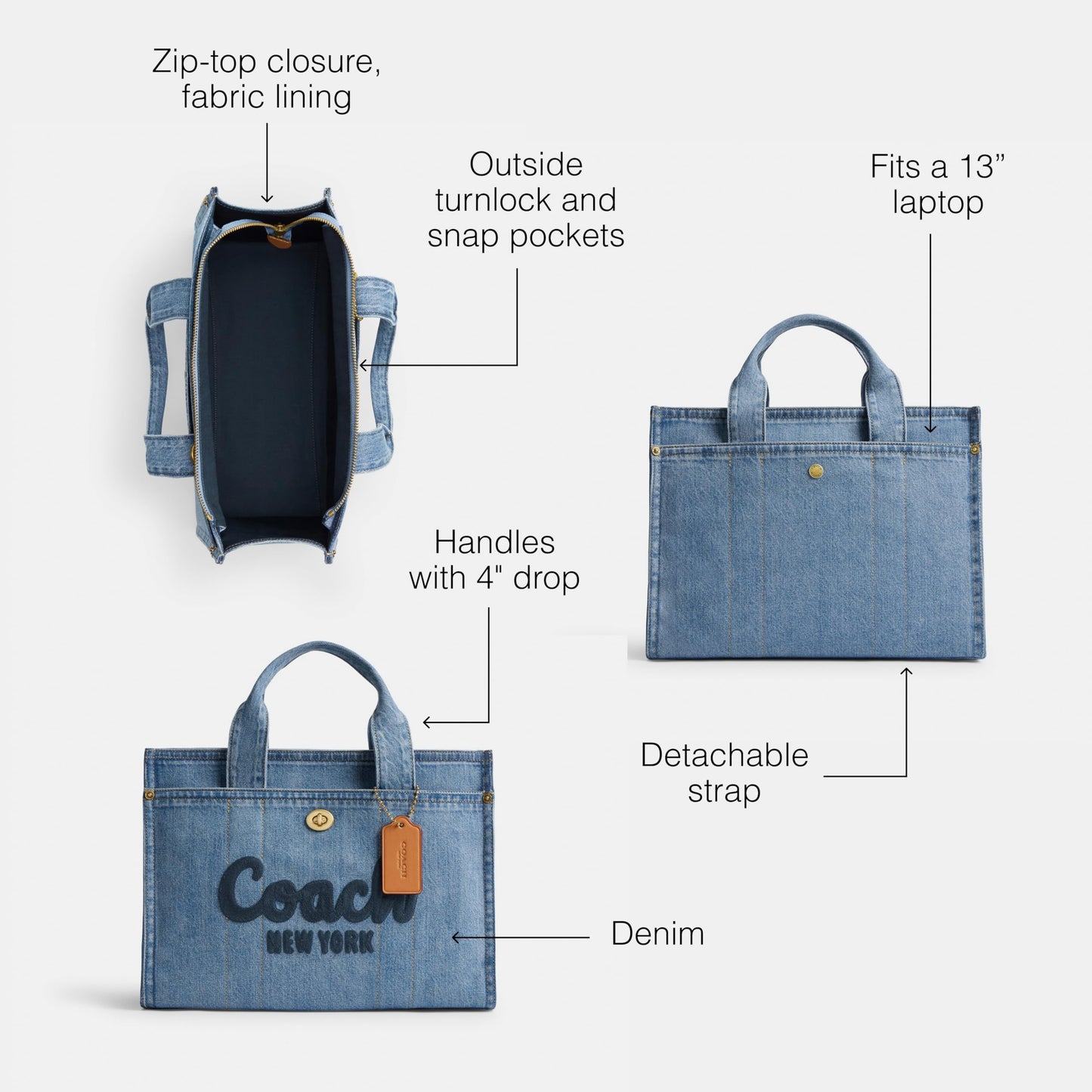 Coach Women's Denim Cargo Tote, Indigo