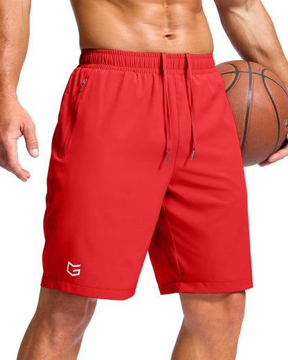 G Gradual Men's Athletic Running Shorts with Zipper Pockets Quick Dry 7"/ 5"/ 9" Workout Gym Shorts for Basketball Hiking(Deep Red,9XXXL)