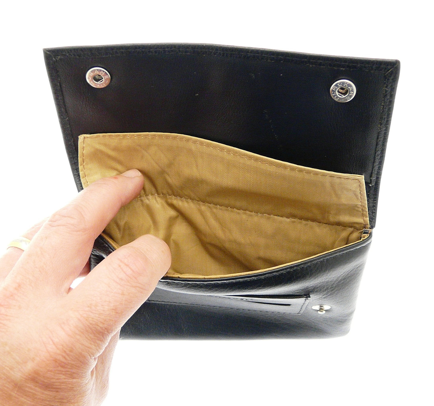 Premium Soft Black Leather Cigarette Rolling Tobacco Pouch Case Organiser