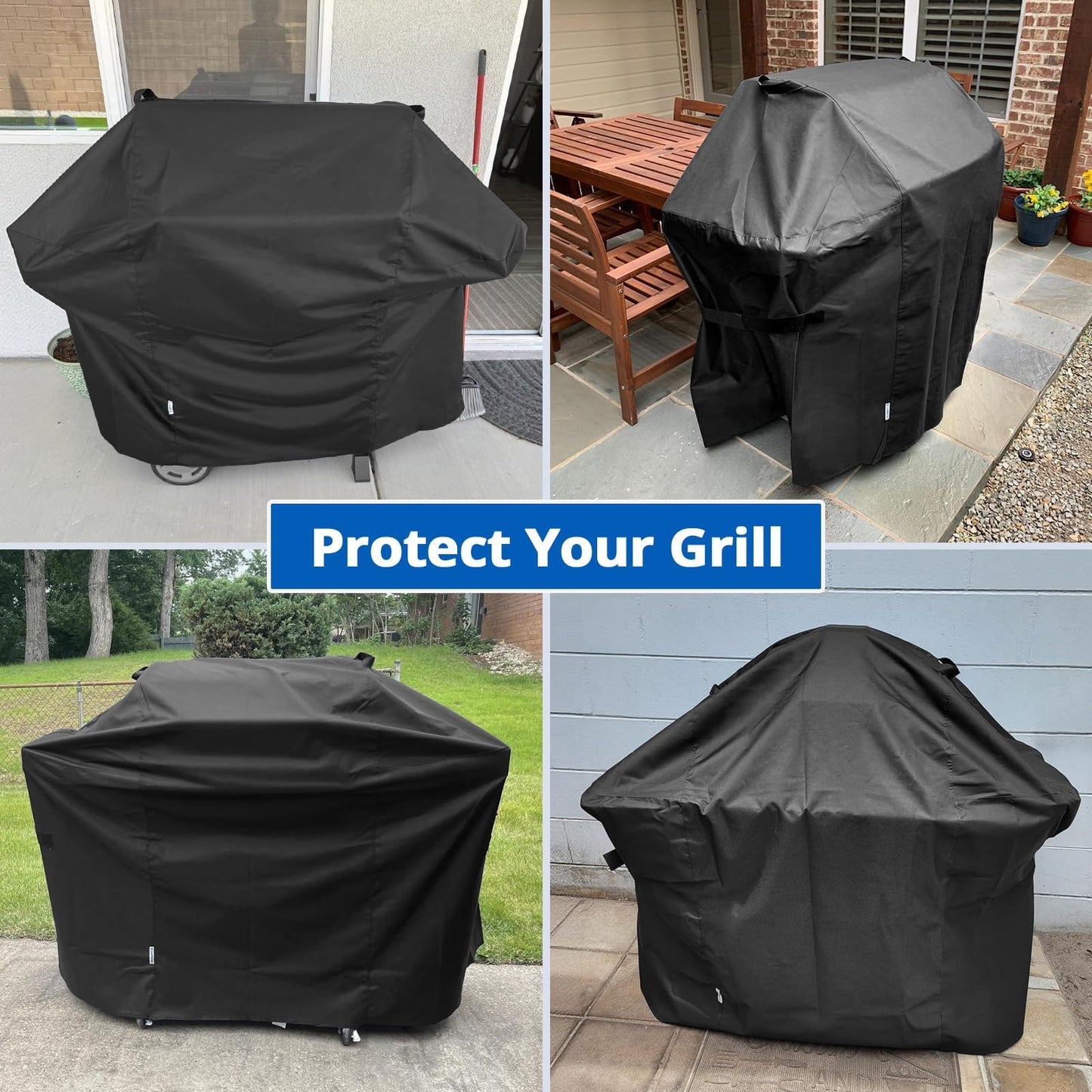 SunPatio BBQ Grill Cover 52 Inch, Outdoor Durable Waterproof Gas Barbecue Cover, Compatible for Weber Spirit 200 and 300 Series, Charbroil and Kenmore Grills, Compared to Weber 7106, 52" x 26" x 43"H
