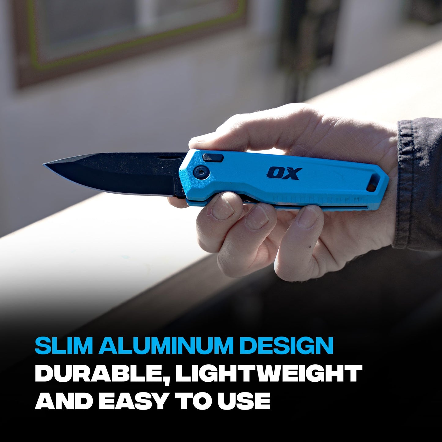 OX Pro Pocket Folding Knife with Stainless Steel Blade and Liner Lock EDC - Metal Body and Belt Clip for Jobsite Utility OX-P226301