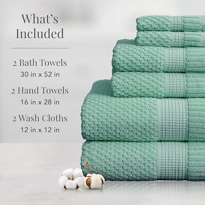 NY Loft 100% Cotton Towel Set 6 Piece | Super Soft & Absorbent Quick-Dry 2 Bath