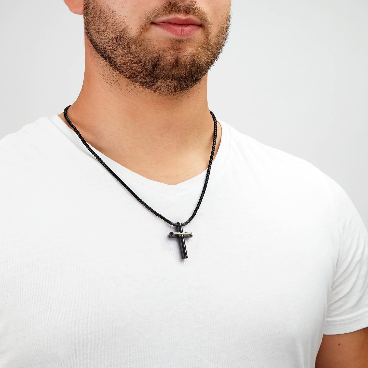 SERASAR Leather Chain Men Necklace with Pendant - 50cm Black Choker Jewellery Box for Real Locket Necklet