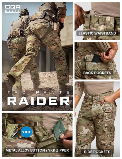 CQR Men's Tactical Pants, Water Resistant Ripstop Cargo Pants, Lightweight EDC Work Hiking Pants, Outdoor Apparel, Duratex Mag Pocket Utility Camo, 30W x 30L