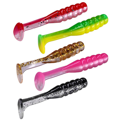 THKFISH 30Pcs Paddle Tail Swimbaits 2 INCH Bicolor Soft Plastic Fishing Lure Swim Baits for Crappie Bass Trout Mixed Color