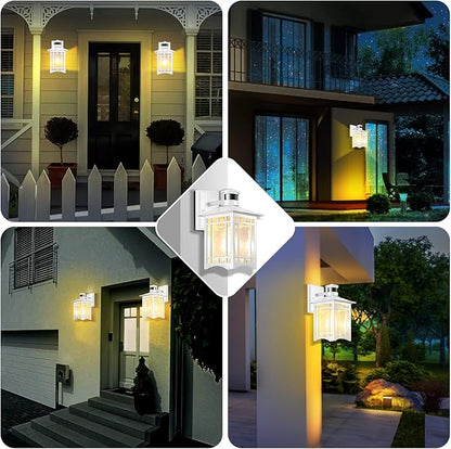 Motion Sensor Outdoor Wall Lights White Dusk to Dawn Light Fixture for House Porch Patio