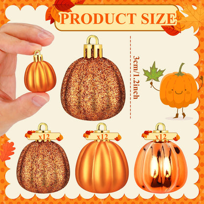 Colingmill 36 Pcs Fall Tree Ornaments Pumpkin Hanging Ornaments Thanksgiving Fall Decorations Mini Pumpkin Ball Decorations Farmhouse for Small Tree Autumn Home Halloween Party(Cute,Pink)