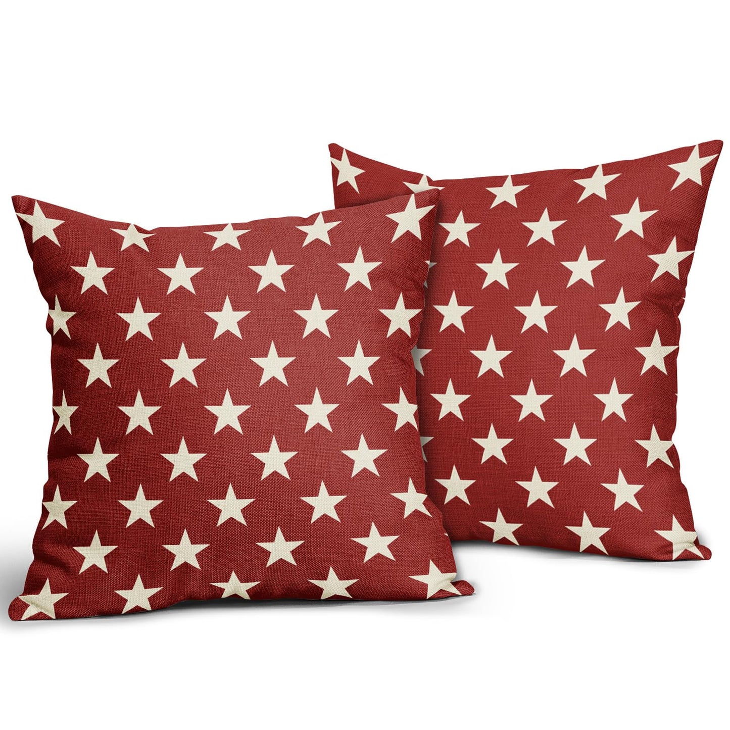 4th of July Patriotic Pillow Covers 18x18 Set of 2 Red Star Americana Independence Day Outdoor Decorative Throw Pillow Cases Farmhouse Decor for Sofa Couch Bed Fourth July Holiday Decorations