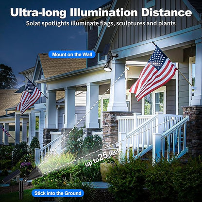 Solar Spot Lights Outdoor [4 Modes /2 Pack] Waterproof IP65 Solar SpotLights with Auto On/Off, 180° Adjustable Solar Powered Landscape Lights for Yard/Graden/Pathway/Wall/Tree (Cool White)