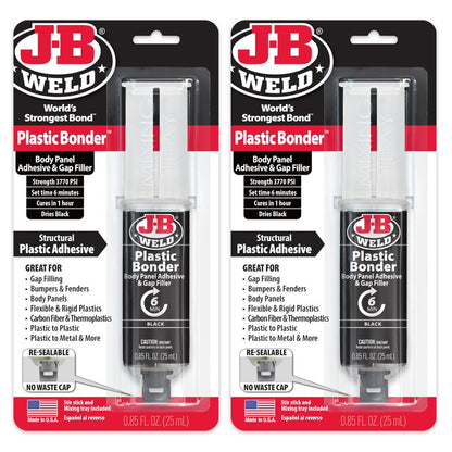J-B Weld Plastic Bonder Black 25ml Syringe - 2 Pack (50139-2), 25 ml - 2 Pack