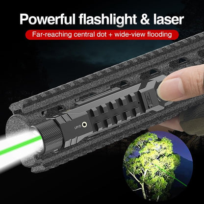 Solofish 1750 Lumens Green Laser Light Combo is Compatible with Picatinny/Mlok Rail for Rifle, Rechargeable Weapon Flashlight with Strobe/Momentary, with Power Level Indicator