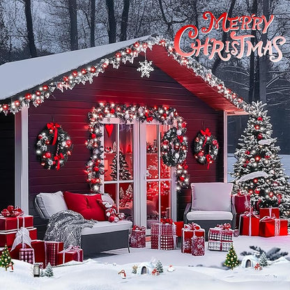 JMEXSUSS 66ft 200 LED Red and White Christmas Lights, Outdoor String Plug-in, Expandable for Tree Outside Party Home Decorations