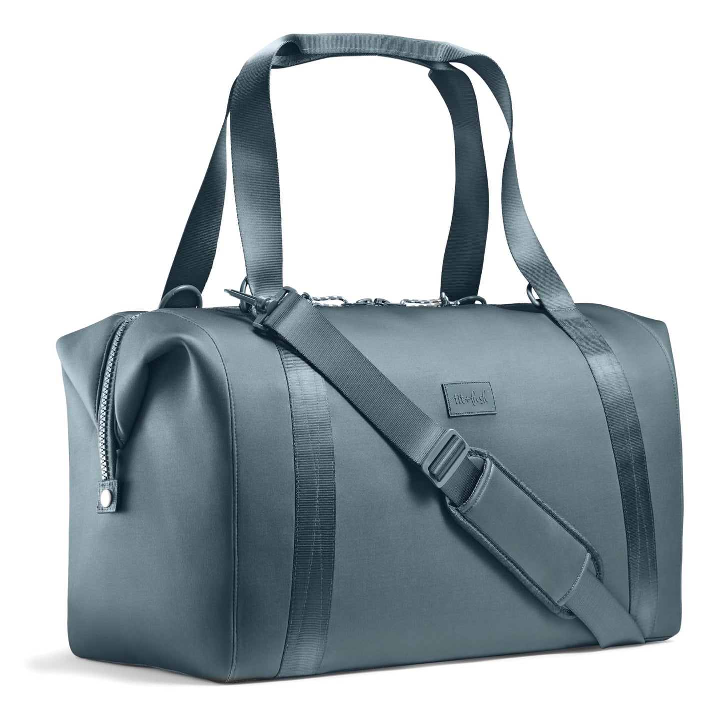 Fit & Fresh Neoprene Weekender Bag for Women – Carry-On Friendly Travel Duffel with Expandable Sides, Trolley Sleeve & Pockets – Lightweight, Water-Resistant Overnight Bag for Weekend Trips, Basalt