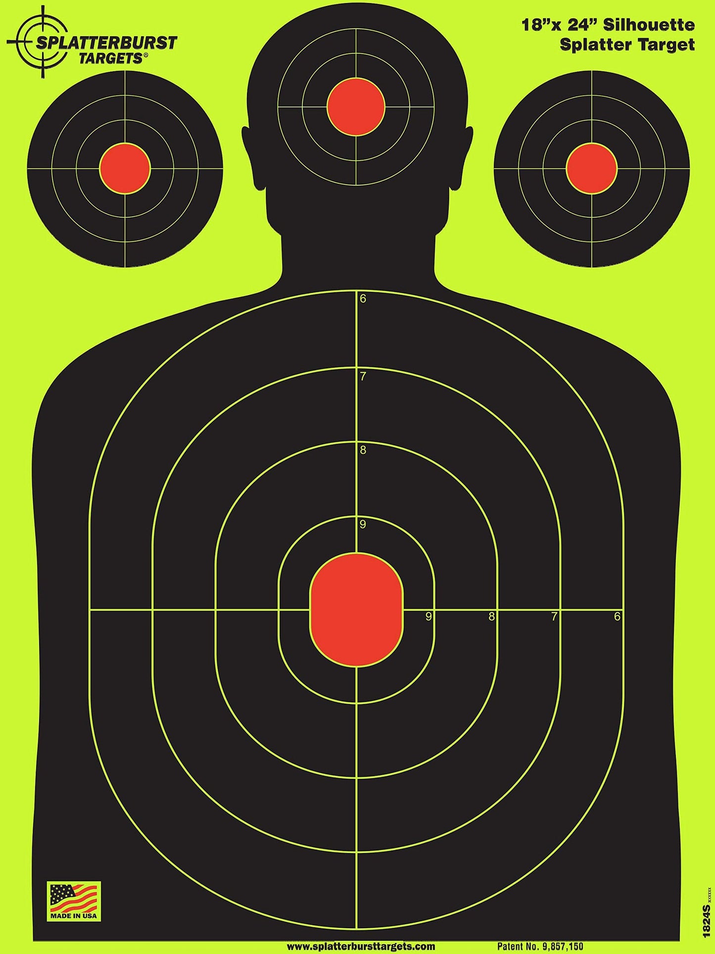Splatterburst Targets - 18 x 24 inch - Silhouette Shooting Target - Shots Burst Bright Fluorescent Yellow Upon Impact - Gun - Rifle - Pistol - Airsoft - BB Gun - Air Rifle - Made in USA (50 Pack)