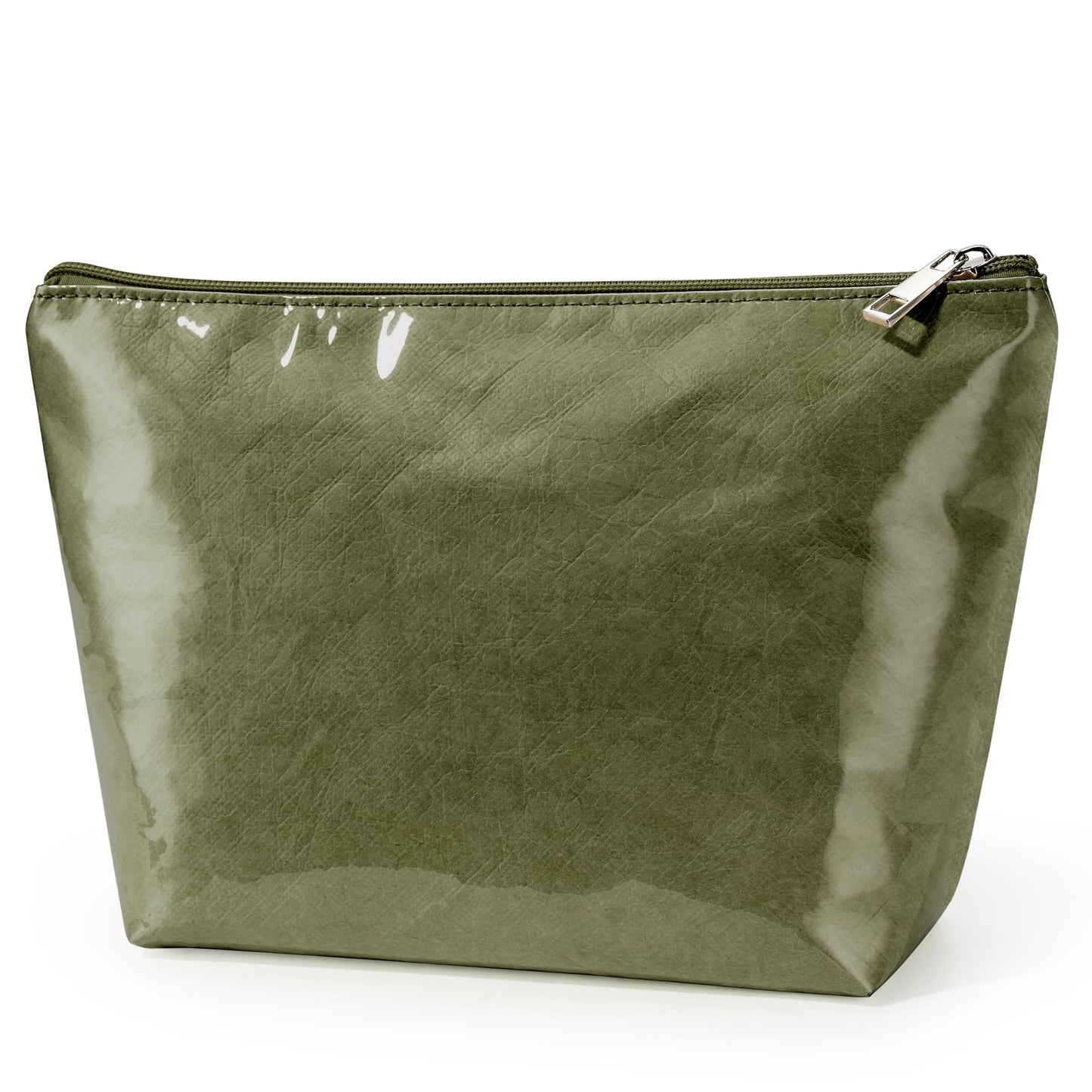 WLLWOO PVC Waterproof Makeup Bag Kraft Paper Cosmetic Bag Travel Toiletry Zipper Pouch Organizer for Women Purse