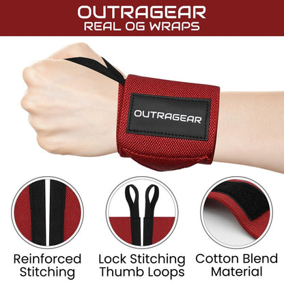 OUTRAGEAR 18" OG-Grade Wrist Wraps for Weightlifting – Heavy Duty Wrist Support with Thumb Loop & Lockdown Strap – Wrist Straps for Powerlifting, Bench Press & Gym Training (Viva Her)